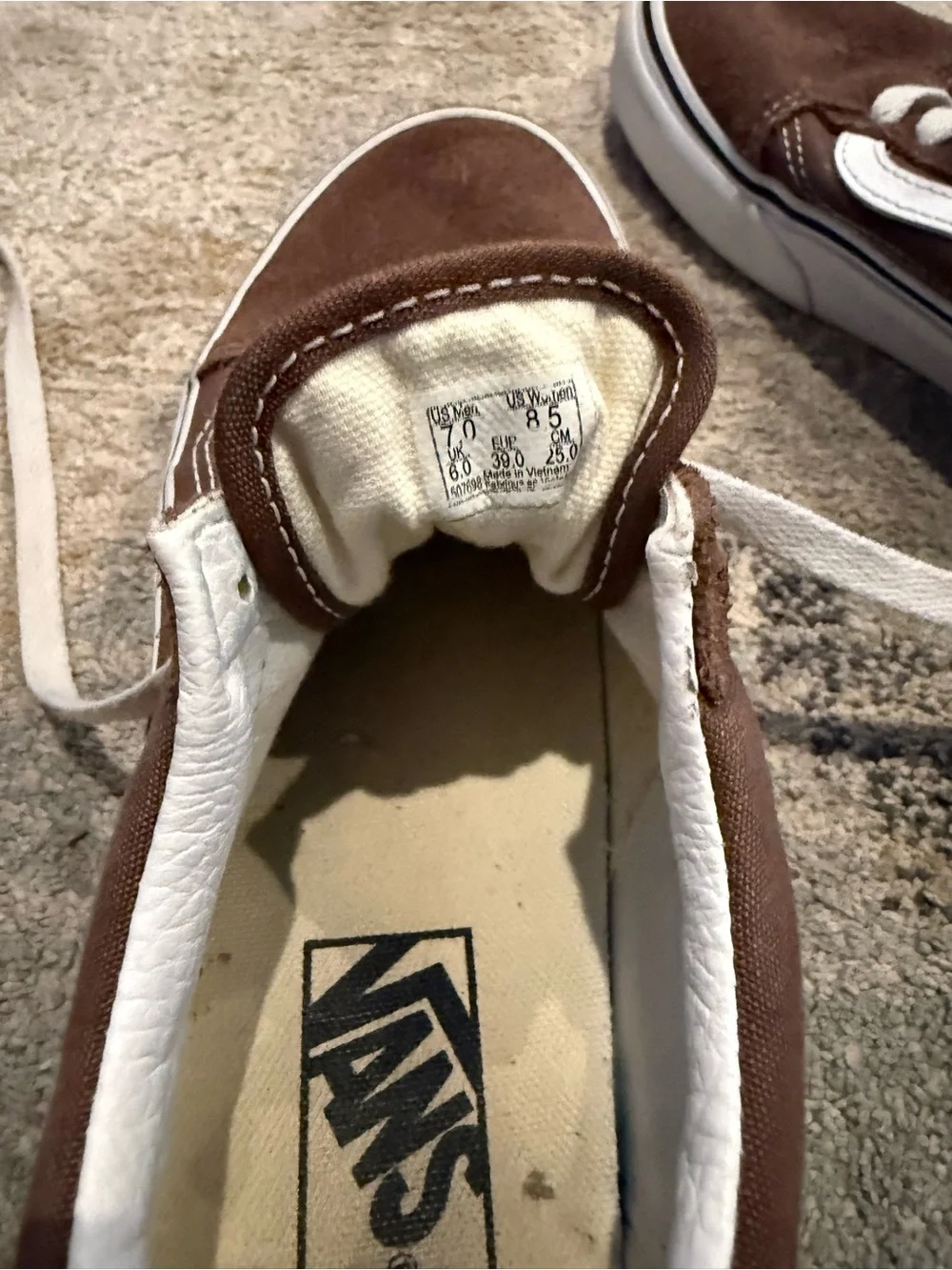 Vans Women's Brown Suede Old Skool Sneakers with White Stripe